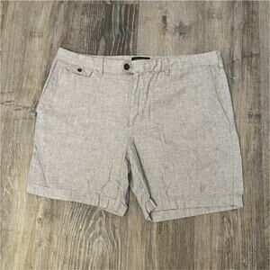 Banana Republic Linen Blend Chino Shorts Beige Regular Fit Button Pockets Men